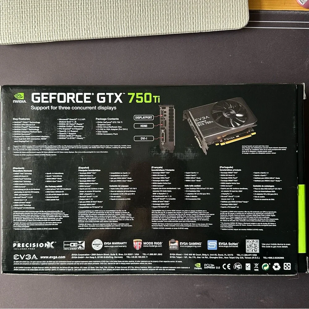 nvidia EVGA GEFORCE GTX 750Ti 2GB GDDR5 (used)